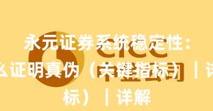 永元证券系统稳定性：怎么证明真伪（关键指标）｜详解